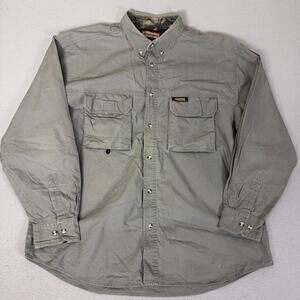 Remington Outdoor Button Up Shirt Mens XL Cotton Hunting Fishing Green